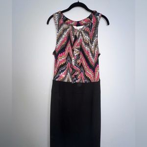 Trina Turk ruffled chevron black pink Tank dress